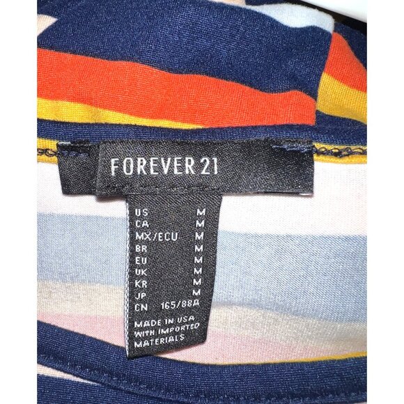 Striped Flared Mini Dress By Forever 21 Multicolor Size Medium(8-10) - Picture 3 of 4